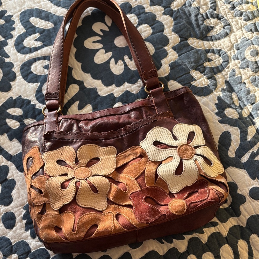 [Lucky Brand] Italian Leather & Suede Shoulder Bag